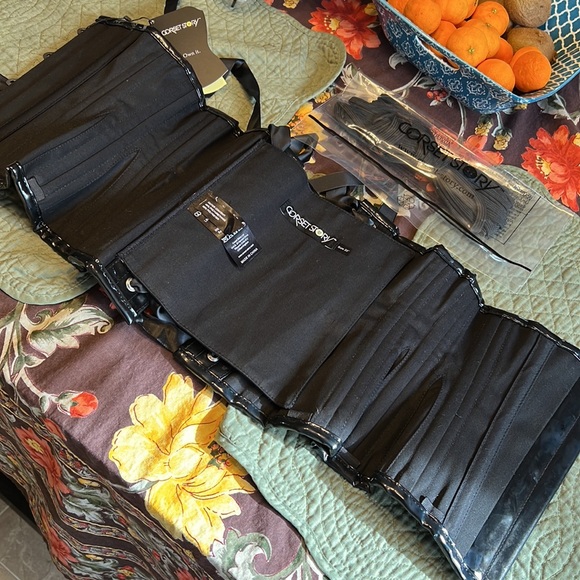 Black vinyl corset with hip gores. - Picture 3 of 6